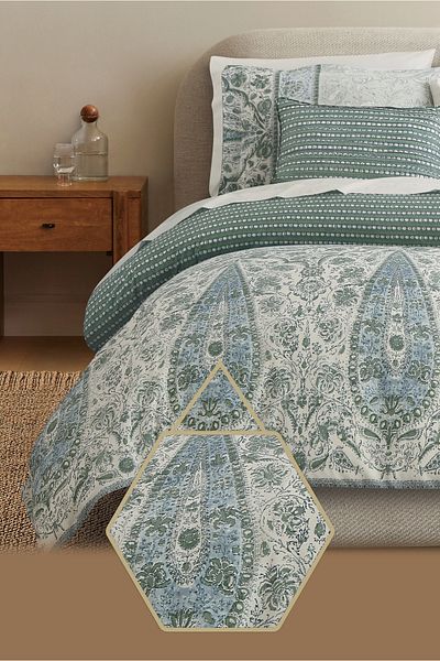 Bee Home Bed and Bath Gulhmor | 5 Pieces King Comforter Set - 275 X 244 Cm - Paisley Sage
