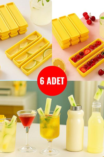 safestore 6Pcs Rectangular Lid Stick Shaped Silicone Ice Mold Coffee Cocktail Drink Presentation Ice Box 13cm