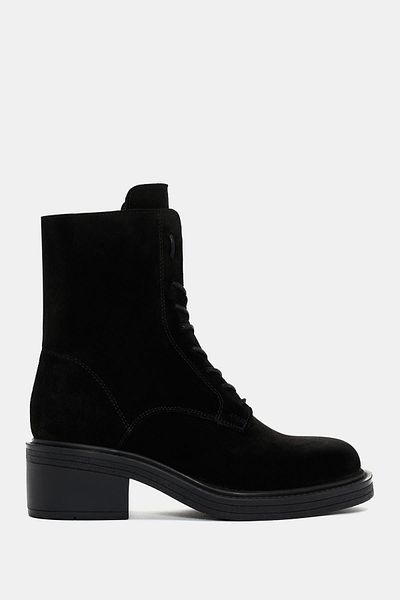 Bestyle Archer Women's Black Real Suede Leather Heeled Boots