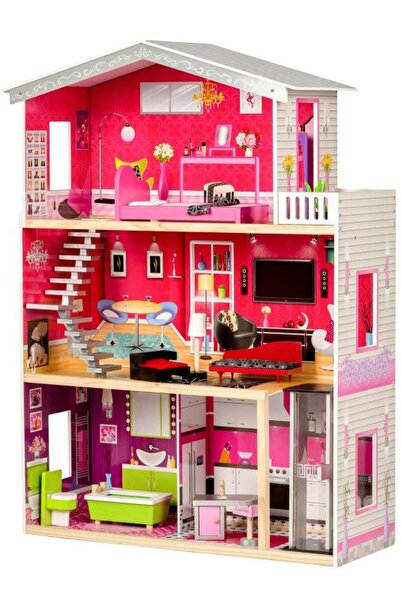 İSP Wooden dollhouse without sharp edges, "ISP LikeSmart Malibu Residence" with 3 floors