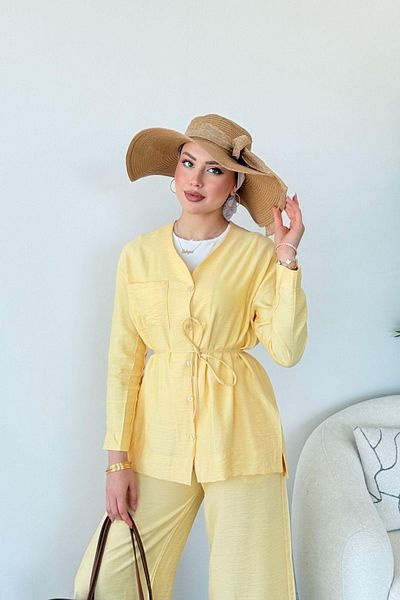 Vent Women's Summer Double Suit – Belted Shirt & Wide Leg Pants
