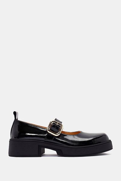 Bestyle Sabrina Women's Black Patent Leather Real Leather Banded Ballerinas