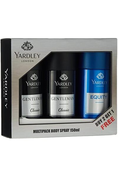 Yardley London Body Spray For Men's, 150 Ml - Pack Of 3, Assorted (Packaging May Vary)