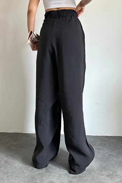 adba style Beli Lastikli Paraşüt Kumaş Bol Kesim Palazzo Kadın Pantolon 4017