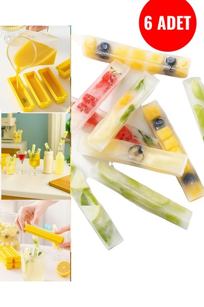 safestore 6Pcs Rectangular Lid Stick Shaped Silicone Ice Mold Coffee Cocktail Drink Presentation Ice Box 13cm
