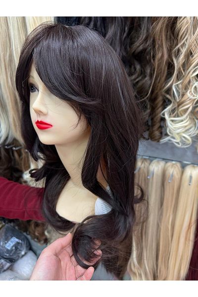 AKOLİFE Dark Brown Layered Cut Light Wavy Percey Wig - Human Hair Texture