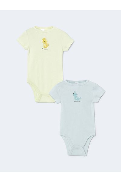 LC Waikiki Summer Collection Printed Baby Boy Snapback Bodysuit 2-Pack City