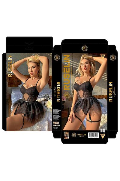 PİERLES Stylish Garter with Lace Detail Black 5