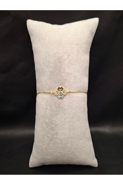 Han Ticarethane Gold Color Stone Clover Model Bracelet