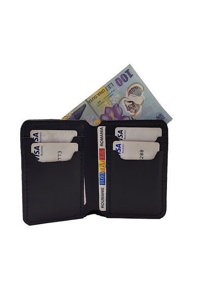 Natty Pell Slim Wallet for Men Made of Black Genuine Leather - Handmade, For 8 Cards