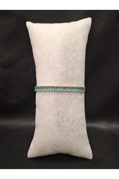 Han Ticarethane Gold Color Blue Stone Waterway Bracelet