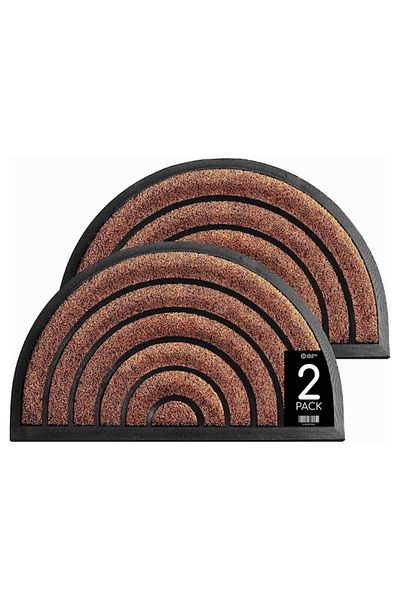 OPTIM DEKO Pack of 2 Modern Entry Mats, Rubber and Polyethylene, Highly Durable, DM 09, 75x45 cm, Semicircle