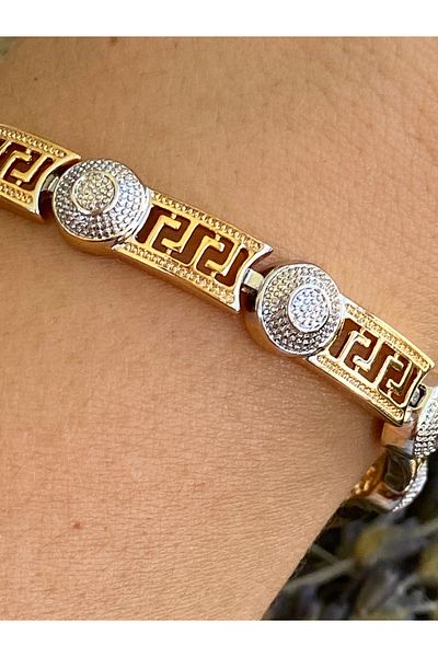 Lucios Two-Color Retro Stone Bracelet with Golden Craftsmanship (17+2 cm)