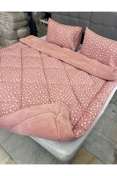 VİLERA HOME Welsoft Patterned Double Personal Pillow Covered Quilt