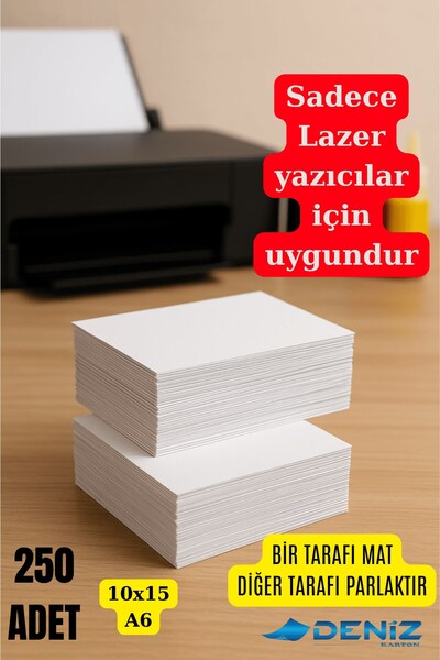 Deniz Karton 250 Adet Parlak & Mat A6 10x15 Kart - Davetiye Kağıdı - Not Kart...