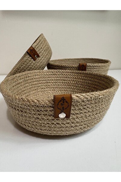 NuaCraft Natural Wicker Triple Organizer Multi-Purpose Basket Decorative Basket