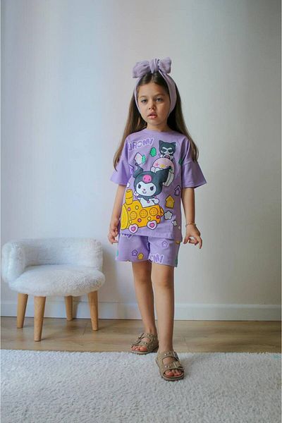 JELİBOOM Kuromi Girl's Shorts Set Organic 100% Cotton