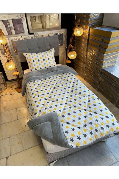 VİLERA HOME Star Pattern Double Sided Welsoft Single Person Pillow with Case