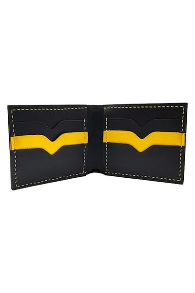 Natty Pell Men's Wallet Natty Pell, Leather, Handmade, Black & Yellow
