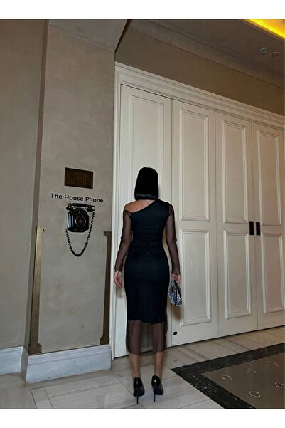 Secret Passion Lingerie Siyah Omuz Detaylı Tül Elbise 762