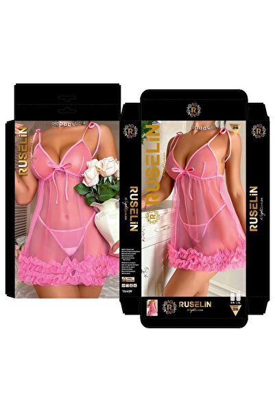 Modaley Giyim فستان نوم نسائي أنيق بتفاصيل دانتيل وردي 3