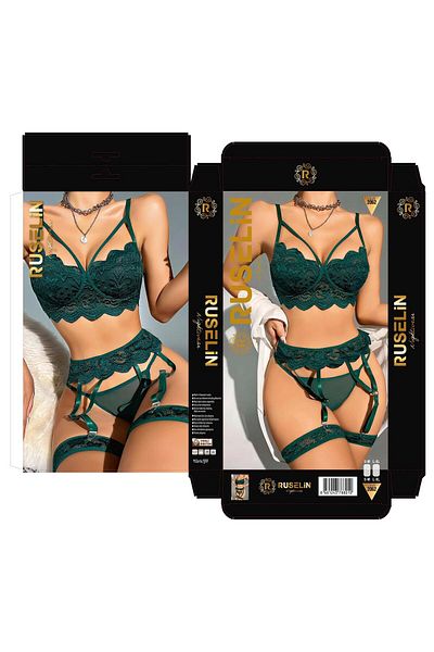 Pi Giyim Stylish Garter with Lace Detail Green