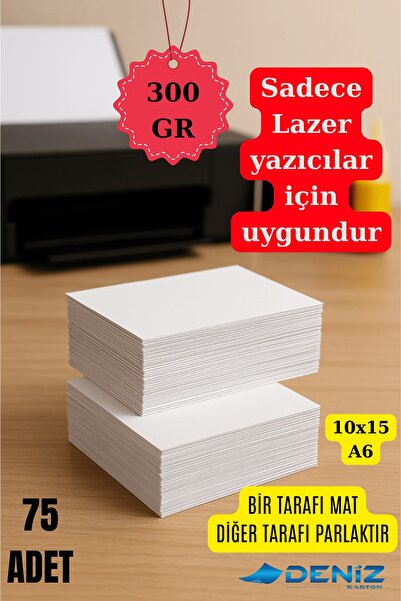 Deniz Karton 75 Adet Parlak & Mat A6 10x15 Kart - Davetiye Kağıdı - Not Kartı...