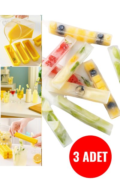 safestore 3Pcs Rectangular Lid Stick Shaped Silicone Ice Mold Coffee Cocktail Drink Presentation Ice Box 13cm