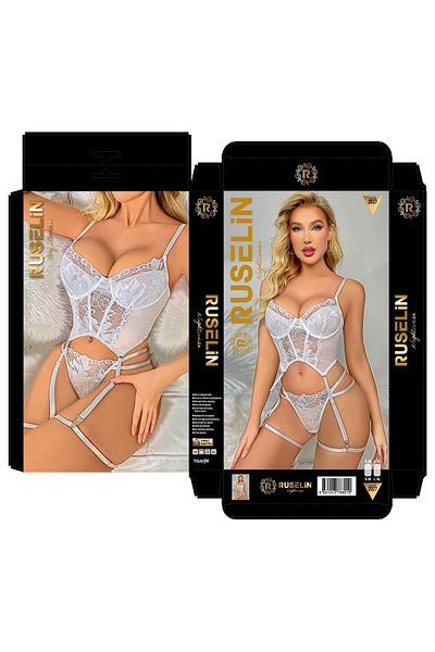 Modaley Giyim Stylish Garter with Lace Detail White