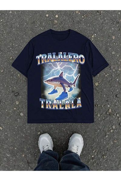 SEDA IŞIKLAR Unisex Women-Men Tralalero Tralala Printed Oversize T-Shirt