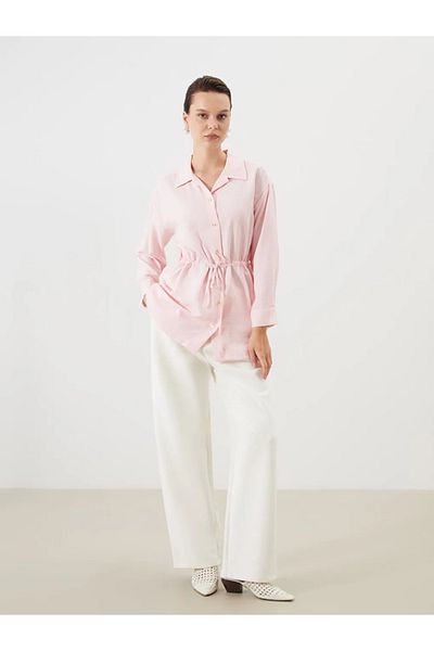 LC Waikiki Lcw Modest Pink Lace-Up Women's Shirt Tunic