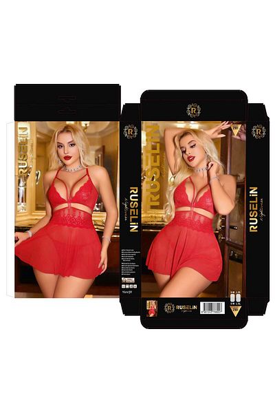 Pi Giyim Stylish Garter with Lace Detail Red 3