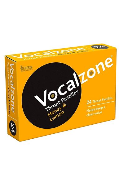 Vocalzone Pastile pentru Gat, Solisti si Cantareti - Vocalzone, Miere si Lamaie, 24 Pastile