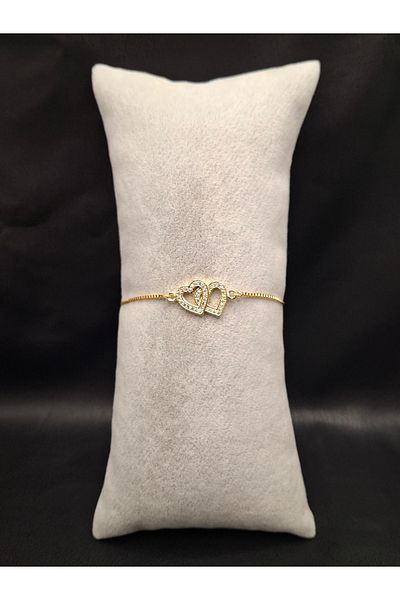 Han Ticarethane Gold Color Stone Nested Heart Model Bracelet