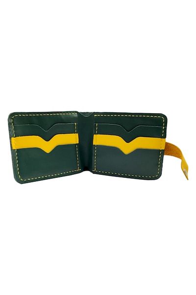 Natty Pell Portofel handmade Natty Pell verde-galben bicolor din piele naturala