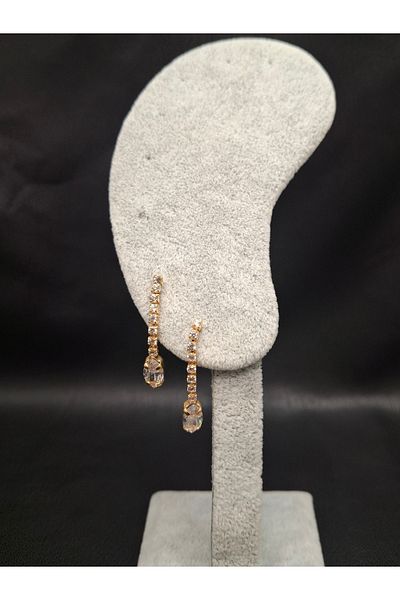 Han Ticarethane Gold Color Stone Waterway Model Earrings