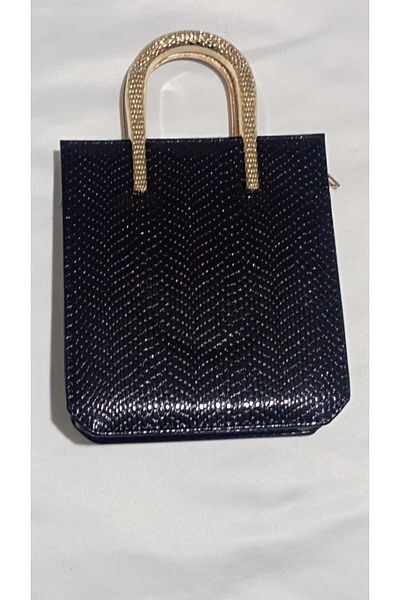 Şarra Gossi Geanta neagra pentru rochie de seara Geanta de seara cu accesorii aurii