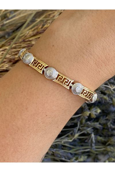 Lucios Two-Color Retro Stone Bracelet with Golden Craftsmanship (17+2 cm)