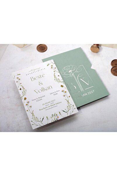 Linvito Yaldızlı Düğün, Nikah, Nişan Davetiyesi (50 Adet)