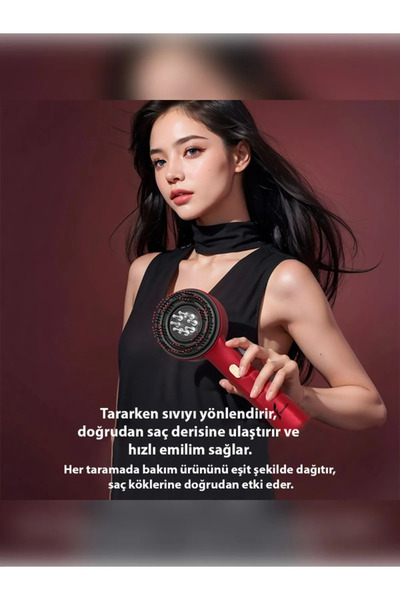 Epilons Şarjlı Ve Titreşimli Saç Masaj Tarağı Bakım Yağı Hazneli Fırça