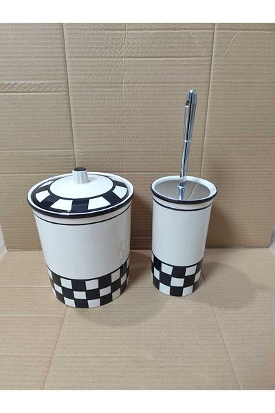 RED SERAMİK Dara Collection Dama Pattern 2-Piece Bathroom Set