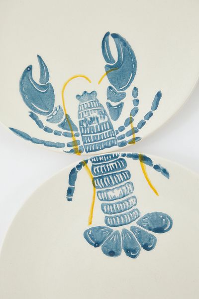 Trendyol Collection Set of 4 Ceramic Marine Patterned Cake Plates 19cm Tphss25Tbk00027