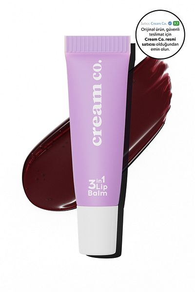 Cream Co. 3in1 Lip Balm 408 - Moisturizing, Brightening and Lip Care Effect |   Burgundy Cherry |   Hyaluronic Acid Ceramide