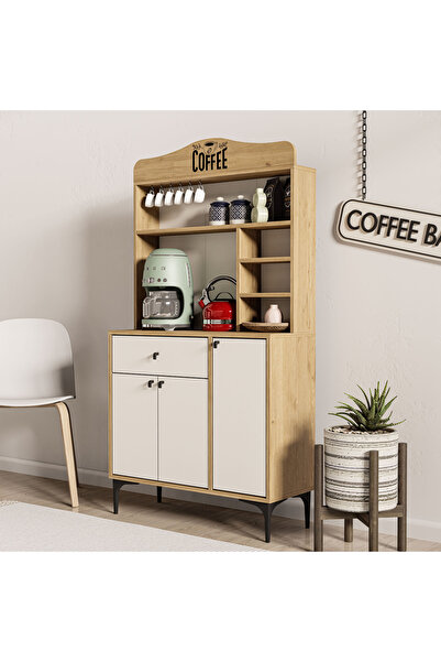 Mezza 5224 SIESTA 90CM KAHVE KÖŞESİ ÇOK AMAÇLI DOLAP 3 KAPAKLI 1 ÇEKMECELİ KİLER MUTFAK DOLABI SEPET-BEYAZ