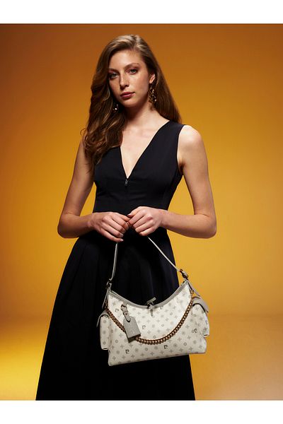 Pierre Cardin Beige Monogram Women's Shoulder Bag 05Po25Y10340