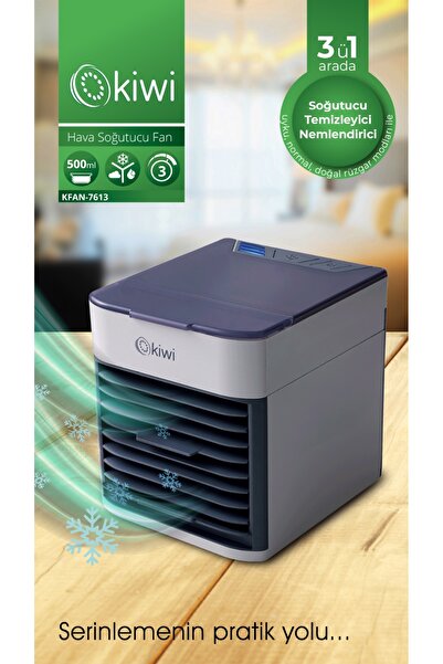 Kiwi Kfan-7613 3'ü 1 Arada Portatif Led Işıklı İyonizer Hava Soğutucu Nemlendirici ve Temizleyici