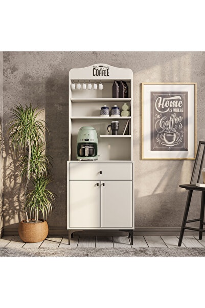 Mezza 5200 SIESTA 69 CM KAHVE KÖŞESİ ÇOK AMAÇLI DOLAP 2 KAPAKLI 1 ÇEKMECELİ KİLER MUTFAK DOLABI BEYAZ