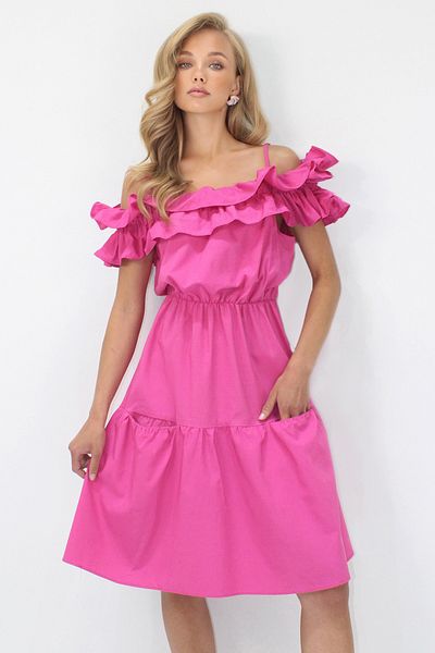 Trend Alaçatı Stili Women's Fuchsia Adjustable Strap Double Pocket Poplin Mini Dress Alc-X14232