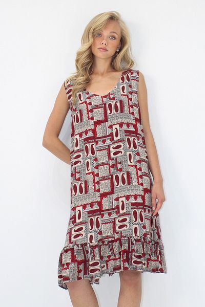 Trend Alaçatı Stili Women's Burgundy V-Neck Skirt Ruffled A-Form Woven Viscose Comfortable Fit Dress Alc-X14206