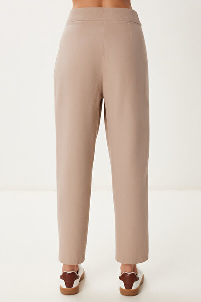 Happiness İstanbul Kadın Bej Cepli Keten Şalvar Pantolon BV00164